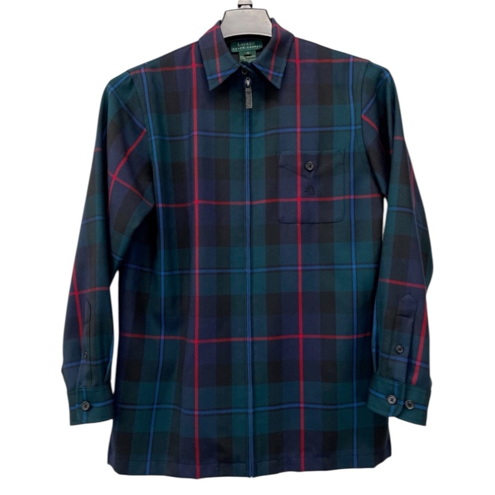 Lauren Ralph Lauren Dark Blue and Red Plaid Wool Jacket Size 3X